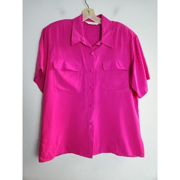 Peter Martin Collection Vtg Women Pink Button Down 100% Silk Blouse size Medium - Picture 1 of 6